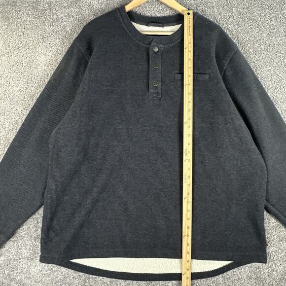 LL Bean Sweater Men 2XL Gray Katahdin Iron Works Bonded Waffle Fleece Henley - Picture 6 of 11